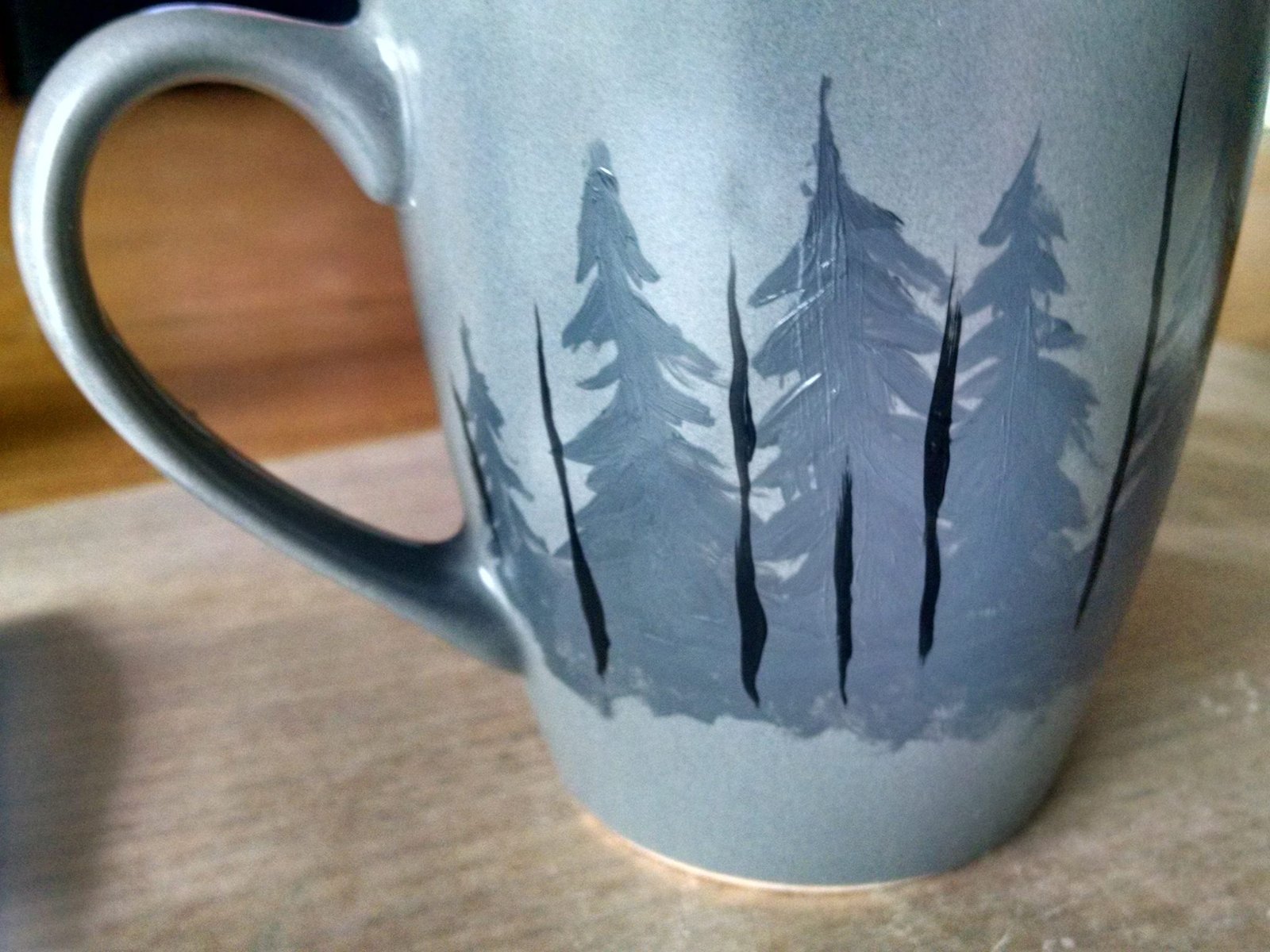 DIY Ceramic Mug Painting Tutorial- Dark Forest Scene