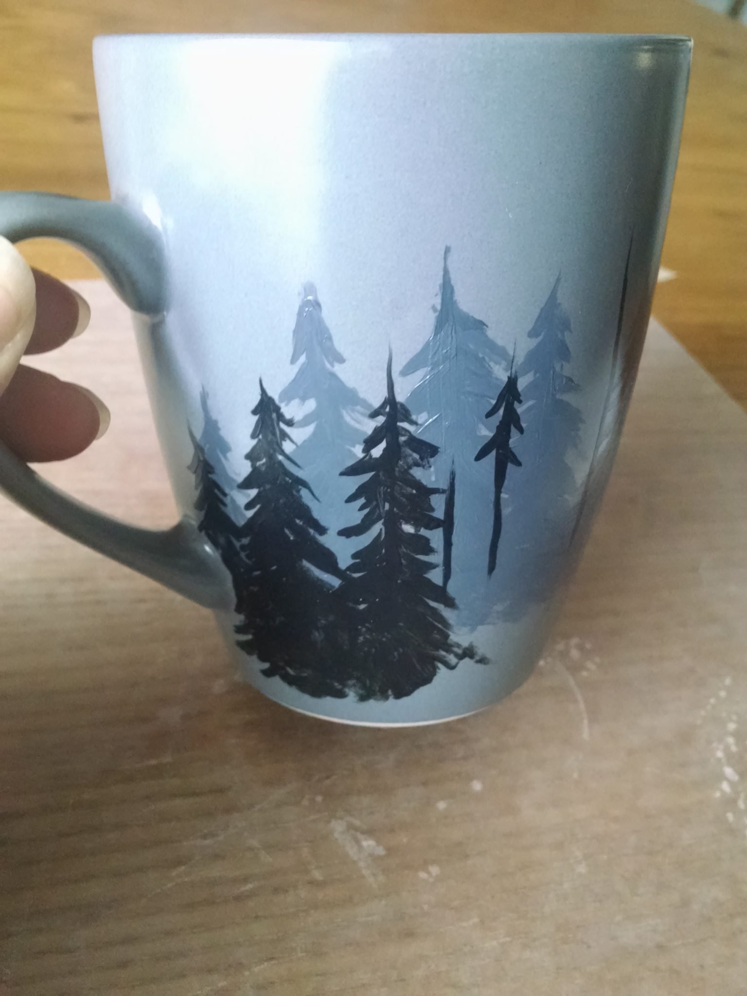 DIY Ceramic Mug Painting Tutorial Dark Forest Ryanne Levin
