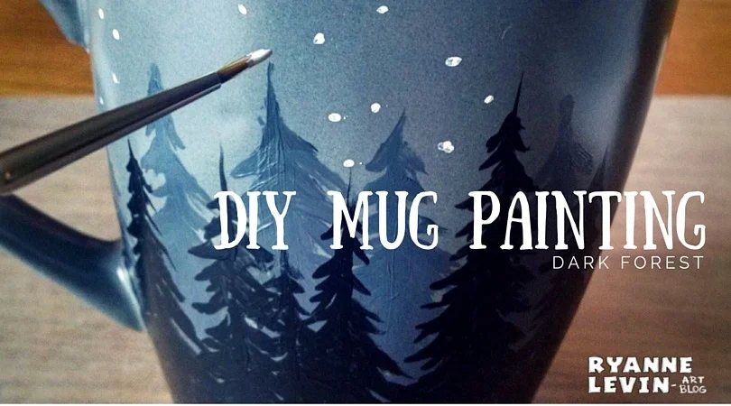 DIY Ceramic Mug Painting Tutorial – Dark Forest – Ryanne Levin