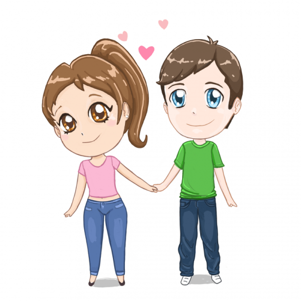 chibi couple holding hands template