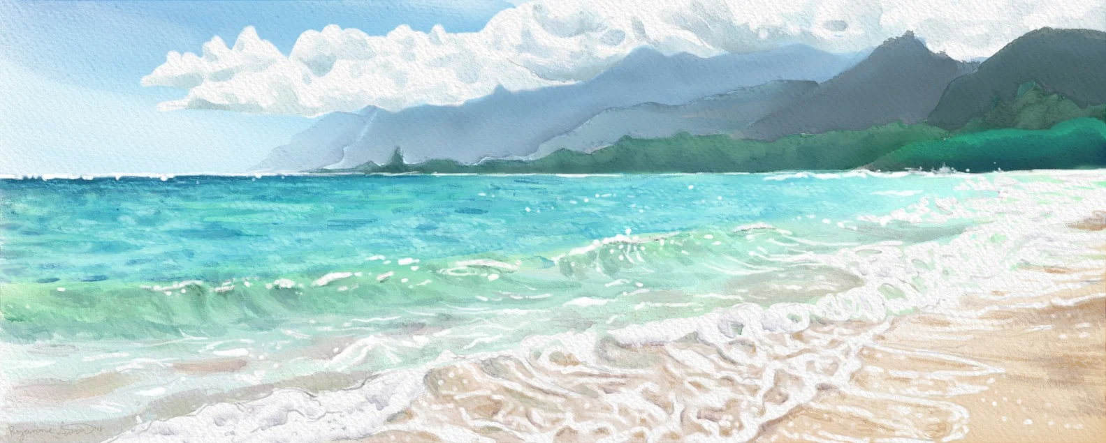 Watercolor Ocean Cover Ryanne Levin Art