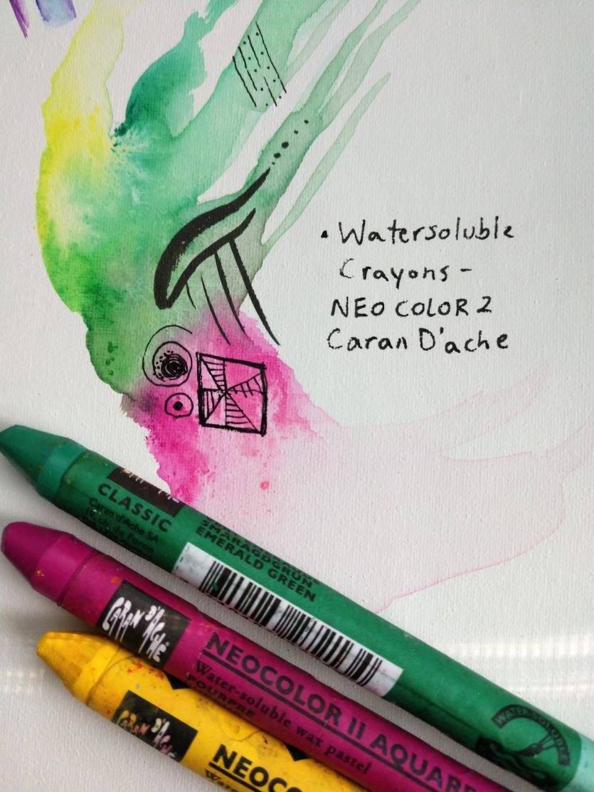 water soluble neo color 2 crayons on Yes! All media artist canvas