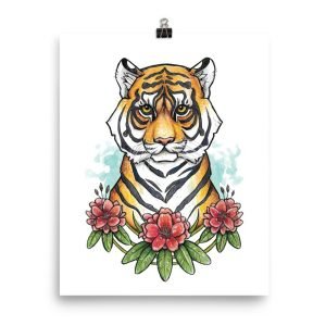 8x10-bengal-tiger-red-rhododendron-print-on-clip-ryanne-levin-art
