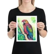 holding-mockup-scarlet-macaw-rainforest-jungle-art-print-8x10-Ryanne-Levin-Art