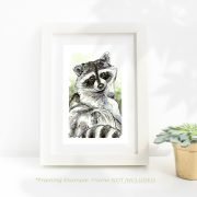 4x6-white-frame-example-relaxing-raccoon-ryanne-levin-art