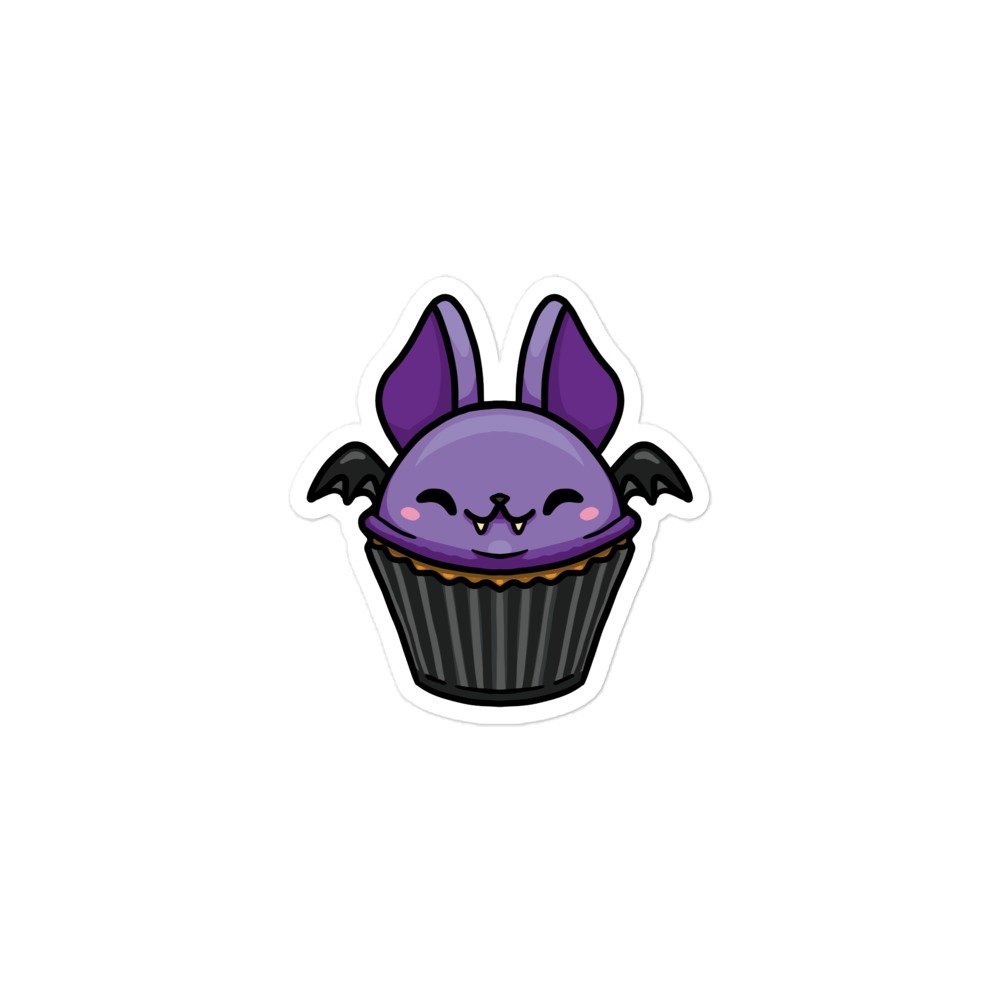 Halloween Kawaii Bat Cupcake Sticker