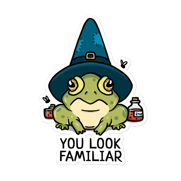 Wizard Frog Familiar Vinyl Sticker