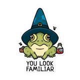 you-look-familiar-frog-wizard-familiar-vinyl-sticker-ryanne-levin-art