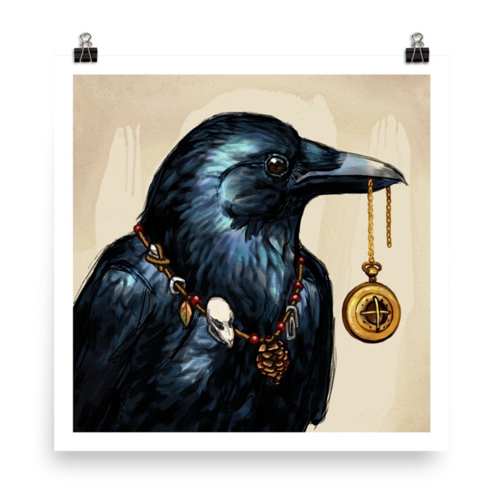 the-messenger-crow-10x10-art-print-ryanne-levin-art