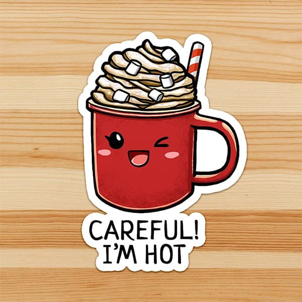 Careful I’m Hot Chocolate Vinyl Sticker