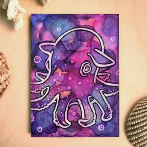 dumbo-octopus-ocean-Magnet-pink-purple-painted-lay-flat-ryanne-levin-art