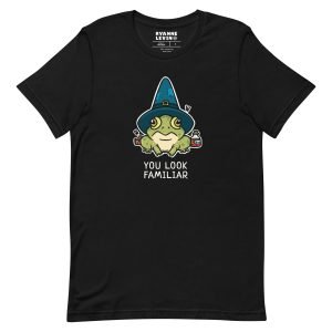 front-black-wizard-frog-you-look-familiar-halloween-pun-shirt_ryanne-levin-art