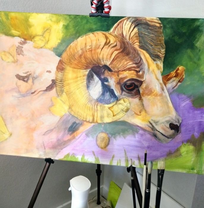 ram-painting-in-progress-ryanne-levin-art