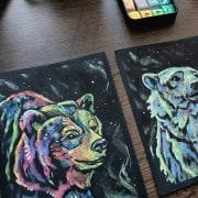 aurora-borealis-grizzly-bear-on-desk_ryanne-levin-art