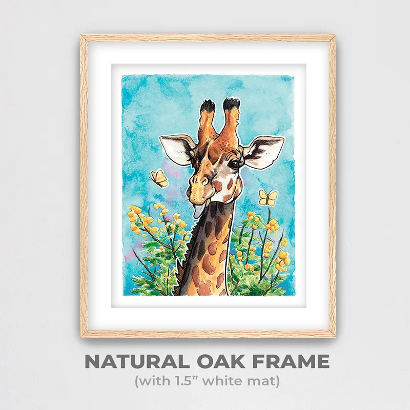 giraffe-acacias-print-natural-oak-framed_ryanne-levin-art