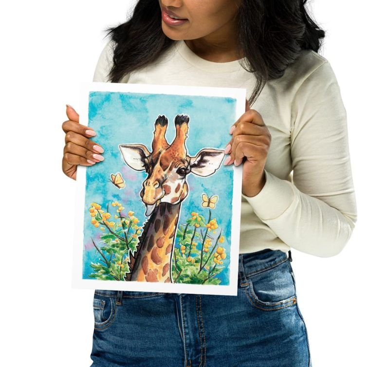 Giraffe & Acacias Print