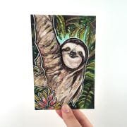 three-toed-sloth-in-tree-hand_ryanne-levin-art