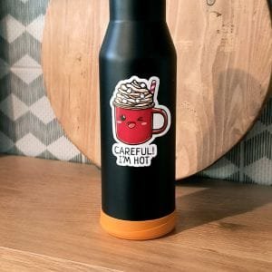 careful-im-hot-chocolate-waterbottle-sticker_ryanne-levin-Art