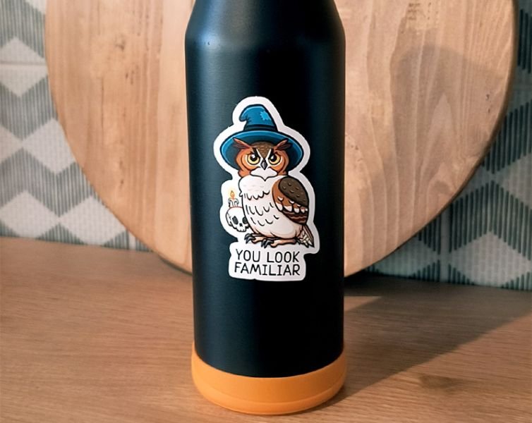 Wizard Horned Owl Familiar Vinyl Sticker