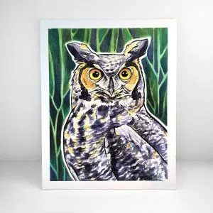 the-great-horned-owl-watercolor-artwork-8x10_Ryanne-Levin-Art