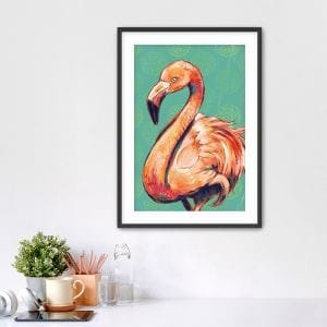 american-flamingo-limes_black-frame-scene-print_ryanne-levin-art