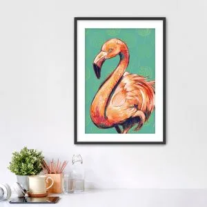 american-flamingo-limes_black-frame-scene-print_ryanne-levin-art
