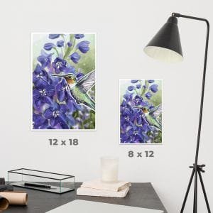 hummingbird-delphiniums-print-preview-sizes_ryanne-levin-art