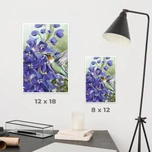 hummingbird-delphiniums-print-preview-sizes_ryanne-levin-art